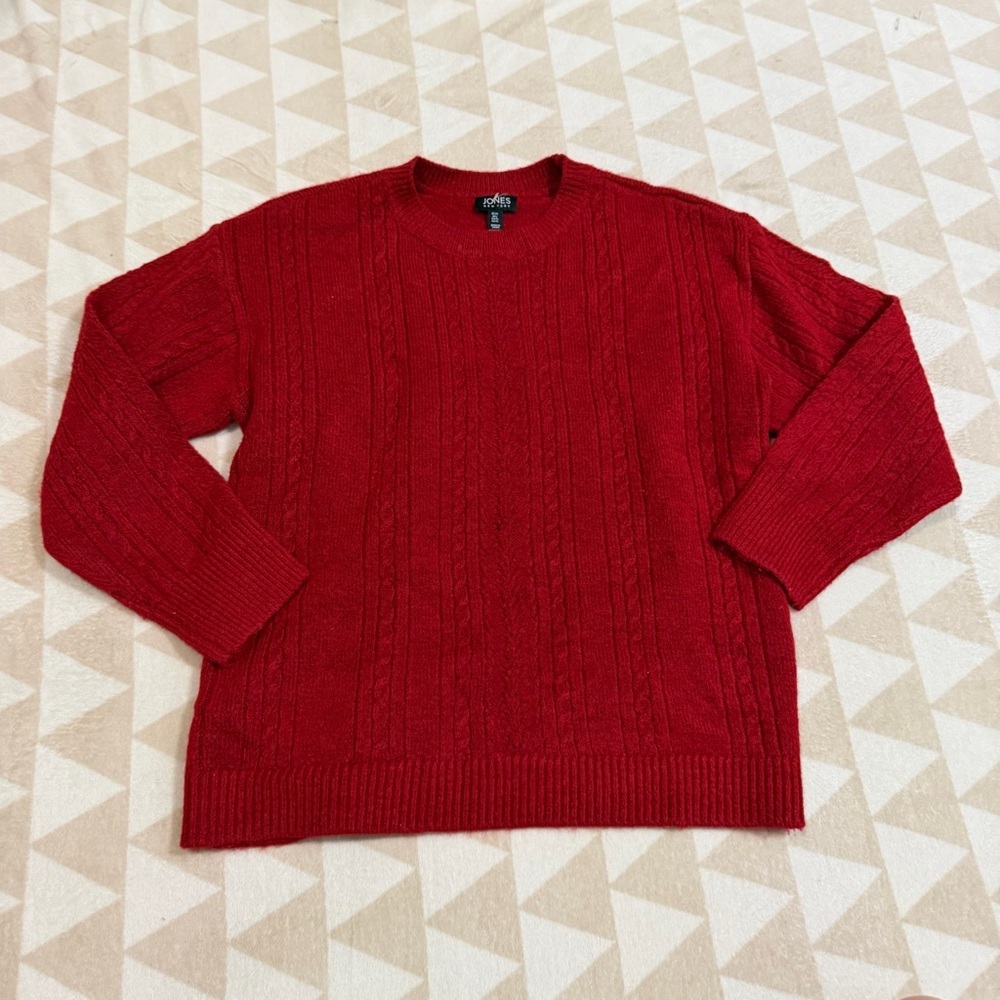 Nwot Mixed Stitch Cotton Blend Sweater Jones New York Venetian Red